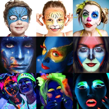 30g Lavabile Fata de Corp Vopsea Pigment pentru Copii Adulți Festivaluri, Carnavaluri Cosplay Luminos Pictura pe Fata Pigment Corp Vopsea UV
