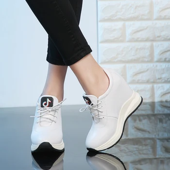 KARINLUNA 2020 Primăvară Noua Doamnă de Moda de Înaltă Adidași dantela-up Piele naturala Pompe de Femei din Piele Pantofi Platforma Femeie