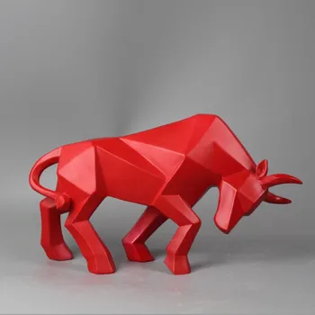 Taur Sculpturii Abstracte Geometrice Bison Ox Rășină Statuie Decor De Birou De Artă De Origine Animală Ambarcațiuni Ornament Copii Accesorii Cadou