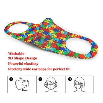 Lavabil Clema Masca 3D Piese de Puzzle Conștientizării Autismului Ciclism Anti Praf Gura de Ingrijire Fata de Respirat pentru Vara