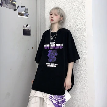 GOOHOJIO 2020 Nou Hip-Hop Femei Tricou de Vara cu Maneci Scurte de sex Feminin tricouri Casual Tricou Topuri O-gât Vrac Doamnelor Tricou Fete