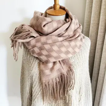 2019 tricotate femei de iarnă eșarfă carouri cald cașmir eșarfe, șaluri brand de lux gât bandană doamna folie