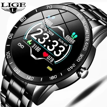LIGE Oțel Nou Ceas Inteligent Bărbați Impermeabil sport Pentru iPhone rata de Inima tensiunea Informații apel smartwatch tracker de Fitness
