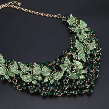 Lux Verde Colier Cercei Set Fluture Seturi de Bijuterii pentru Mirese Cadouri pentru Femei Petrecerea de Nunta Indian Bijuterii