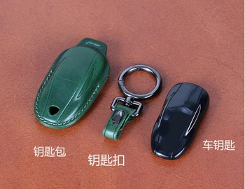 Geunine De Mașină Din Piele Caz-Cheie Pentru Tesla Model S Model 3 Model X-Cheie Titularul Acoperi Proteja Accesorii