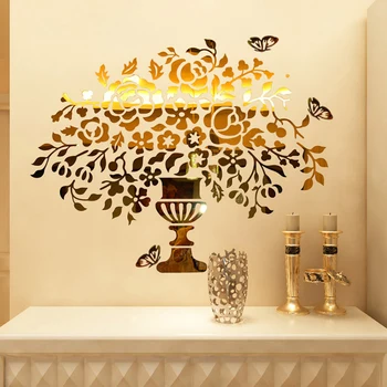 Vaza de flori de Cristal Acrilic Oglindă de perete autocolante Intrare decorațiuni DIY art decor de perete autocolante