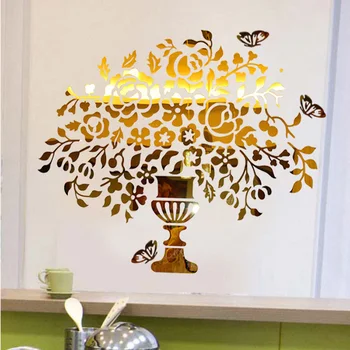 Vaza de flori de Cristal Acrilic Oglindă de perete autocolante Intrare decorațiuni DIY art decor de perete autocolante