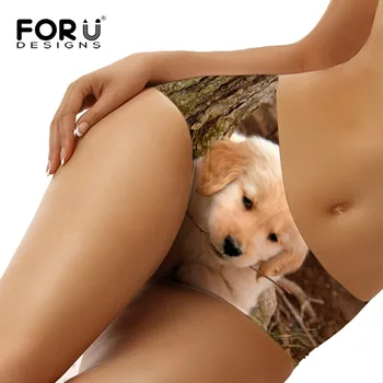 FORUDESIGNS Sexy Chilotei fără Sudură Pentru Femei Lenjerie de corp Solid Lenjerie de Talie mijlocie 3D Labrador de Imprimare Pantalon Femei Boxeri Lenjerie