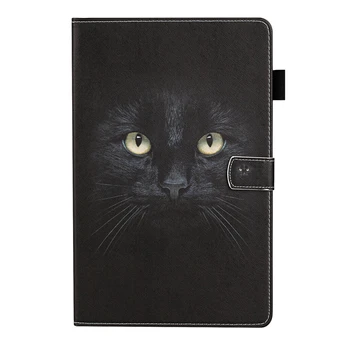 Coque Pentru Samsung Galaxy Tab 10.1 2019 SM-T510 T515 de Desene animate Pisica Neagra Capac din Piele Pentru Samsung Tab Un 2019 10.1