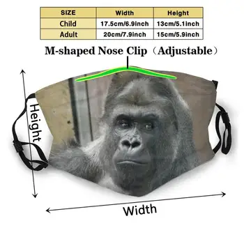 Gorila Oliver La Columbus Zoo Anti Praf Mască Filtru Lavabil ReusableGorilla Argintiu Ape Primate