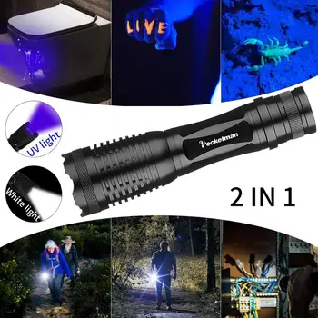 7000LM 2 in 1 cu LED-uri UV Lanterna 395nm Ultraviolete Urină Detector Violet/Alb Lumina UV Lanterna pentru Covor de Companie Urină Prinde Scorpion