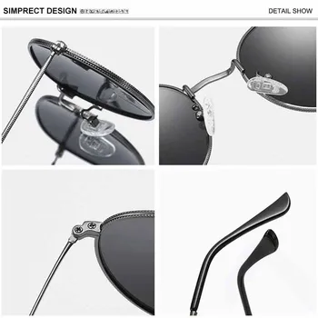 SIMPRECT Polarizat ochelari de Soare Femei 2021 Brand de Lux Rotund Ochelari de Soare Barbati de Moda Vintage din Metal Mirror Driver Nuante Pentru Femei