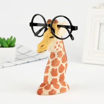 Lemn Sculptate de Mână, Ochelari Titularul Manual Nas Girafa Stand pentru Birou Cadouri Decor Acasă