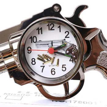 Revolver forma de ceas cu alarmă desktop de moda retro din plastic model de ceas de Personalitate vacanță student cadou 3