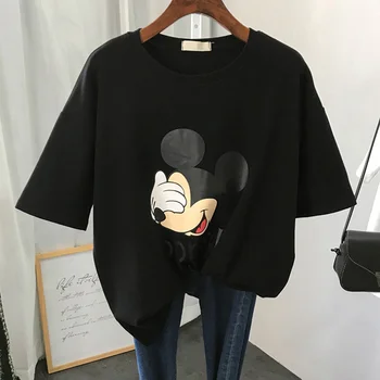 Disney T shirt pentru Femei Mickey Mouse Topuri de Vara cu Maneci Scurte Harajuku T-shirt O-gât de sex Feminin de Moda Noua Teuri Grafice T-shirt