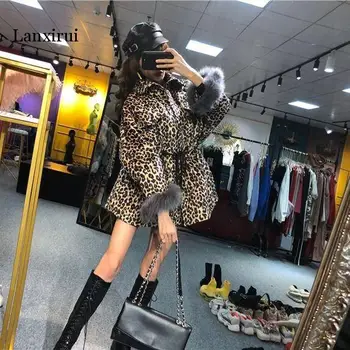 Leopard de imprimare Haina Femei Jacheta Noua moda de Iarnă se Ingroase Calde de Aur catifea Casual Hanorac Bumbac Strat Uza de sex Feminin