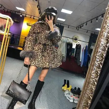 Leopard de imprimare Haina Femei Jacheta Noua moda de Iarnă se Ingroase Calde de Aur catifea Casual Hanorac Bumbac Strat Uza de sex Feminin