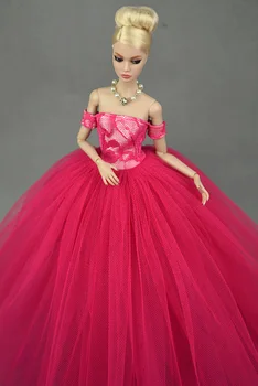 Rochie + Voal / Fierbinte Roșu Rochie de Seara Rochie Balon fusta Haine, Tinuta, Accesorii Pentru 1/6 BJD Xinyi FR ST Barbie Papusa de Fata cadou