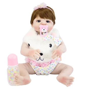55cm Plin de Silicon Vinil Copil Nou-născut Prințesă Fata de Păpuși Realiste în Viață Bebe Boneca Jucarie Baie Casă de Joacă Jucărie Cadou de Ziua de nastere