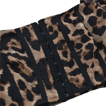 CHRONSTYLE Leopard de Imprimare T-shirt 2021 Sexy Femei Scurt Puff Maneca Topuri de Cultură Gât Pătrat Butoanele Sus Bodycon Club Streetwear Tees