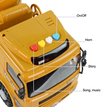 Mare inginerie vehicul Modelul turnat din Aliaj de Metal Mașină Excavator macara, camion mixer Model de Jucărie muzică ușoară pentru Copii joc în aer liber