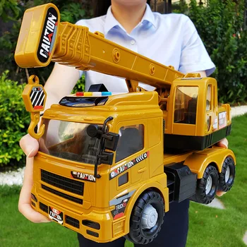 Mare inginerie vehicul Modelul turnat din Aliaj de Metal Mașină Excavator macara, camion mixer Model de Jucărie muzică ușoară pentru Copii joc în aer liber