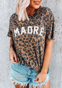Leopard T-shirt Femei Maneca Scurta Scrisoare de Imprimare Topuri Tricouri Femei Haine de Vară 2020 Tricou Femei Topuri Tee 3XL