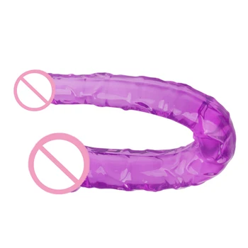 Double jelly Vibrator Realist Penisul lesbiene jucarii sexuale Flirt Masturbari Stimularea Vaginala cur anal femei produse intime