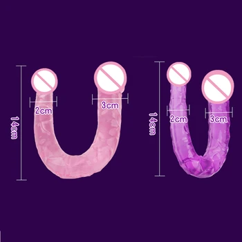 Double jelly Vibrator Realist Penisul lesbiene jucarii sexuale Flirt Masturbari Stimularea Vaginala cur anal femei produse intime