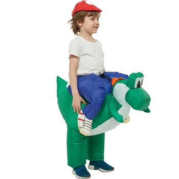 Copii Mascota Mario Yoshi Dinozaur Gonflabil Costum Pentru Băieți Și Fete De Echitatie Dino Rochie De Petrecere Costume Halloween Cosplay De Desene Animate Toy