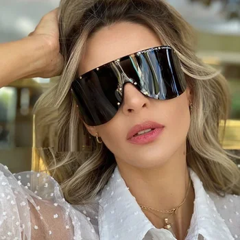 2020 Stele Supradimensionat Pătrat Femei ochelari de Soare pentru Barbati Brand Designer Una Bucata Masca Ochelari de Soare Pentru Femei Scut Nuante UV400 Ochelari de cal