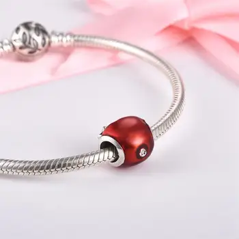 DALARAN Sterling Silver Charm 925 Email Rosu Apple Margele se Potrivesc Pandora Bratari pentru Femei Bijuterii a Face Cadouri de Crăciun