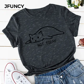 JFUNCY Pisica Minunat de Imprimare Culori mai Multe Femei, Plus Dimensiune Tricouri Femeie din Bumbac T-shirt cu Maneci Scurte Tânără Teuri Topuri