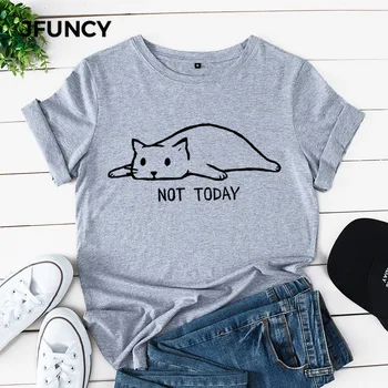JFUNCY Pisica Minunat de Imprimare Culori mai Multe Femei, Plus Dimensiune Tricouri Femeie din Bumbac T-shirt cu Maneci Scurte Tânără Teuri Topuri
