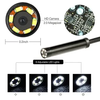 Camera endoscop 7mm Flexibile hidroizolante IP67 6 Reglabil Led-uri de Inspecție Borescope Camera Micro USB OTG Tip C pentru Android pe PC