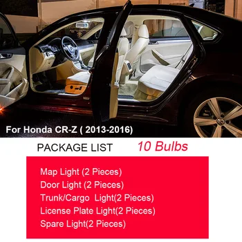 10buc Gheață Alb Albastru Accesorii Auto LED Interior Becuri Kit Pentru 2013-2016 Honda CR-Z CRZ Harta Ușă Portbagaj Lampa plăcuței de Înmatriculare