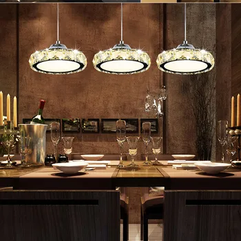 1 Cap 3 Capete Sufragerie Lampa cu Lumina de Cristal Minimalist Restaurant Modern cu LED-uri Rotunde Bucatarie Bar Cristal Pandantiv Lampă