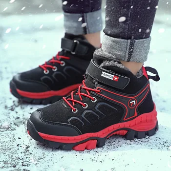 ULKNN Noi Cizme de Iarna pentru Baieti Încălțăminte Bumbac Căptușit Pantofi de Catifea Fete coreene Alpinism Pantofi Copii Cald Gros Adidași