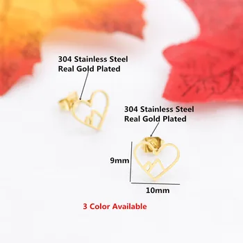 En-gros 10Pair din Oțel Inoxidabil Cercei Mici de Aur de Culoare Munte Inima Cercei Stud Pentru Femei Lady Fată Moda Bijuterii