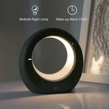 Luna Lumina de Noapte Ceas Deșteptător USB de Încărcare LED Masă Lampă Ceas Digital Pentru Dormitor