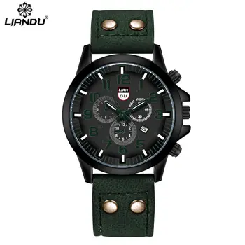 High-end de brand LIANDU casual bărbați cuarț ceas de bărbaților de moda curea ceas militar de sport de trei-ochi calendar ceas barbati ceas