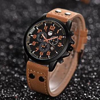 High-end de brand LIANDU casual bărbați cuarț ceas de bărbaților de moda curea ceas militar de sport de trei-ochi calendar ceas barbati ceas