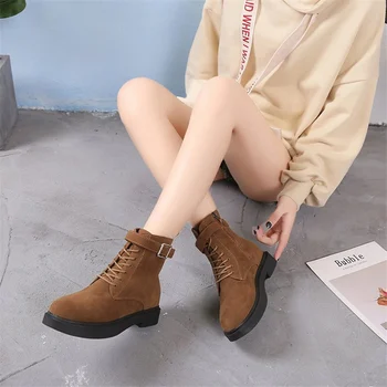 2020 din Piele de Moda Cizme Martin Femeie Pantofi Cald Iarna Dantela-up Glezna Cizme Pentru Femei de Înaltă Calitate, Impermeabil Cizme cu Platforma