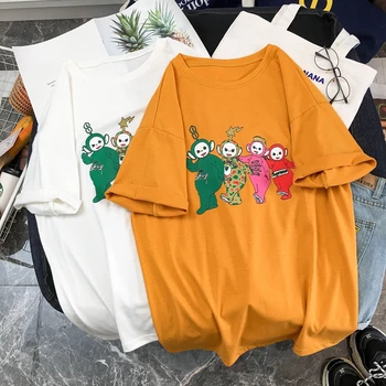 Femei Vara tricouri Bumbac Harajuku Kawaii Broderie cu Maneci Scurte Ulzzang Streetwear camisetas verano mujer Kpop Stil Topuri