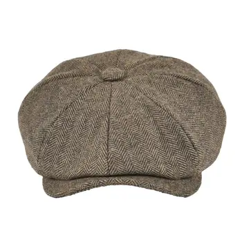BOTVELA 50% Lână Tweed Capac de vânzător de ziare pentru Barbati Femei Spic 8 Panoul de Apple Capace de Taximetriști Pălărie de Lână Caciulita Bereta Pălării 005