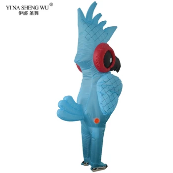 Gonflabile Costum Drăguț Albastru Papagal Adult Cosplay Costum Animale, Desene Animate, Anime Papagal Haine De Halloween Petrecere De Crăciun Costume