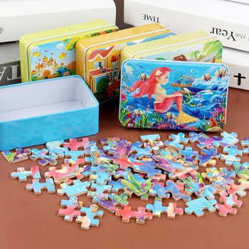 60 Felie Mică Bucată De Puzzle Jucării Pentru Copii Din Lemn Jigsaw Puzzle Jucarii Educative Din Lemn De 2-4 Ani,5-7 Ani Unisex Desene Animate