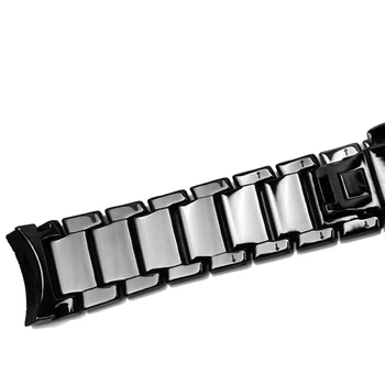 Ceramica watchband și cazul Pentru AR1452 AR1451 22mm 24mm Negru de Înaltă Calitate bărbați Ceramica Curea Bratara otel negru Implementare trupa