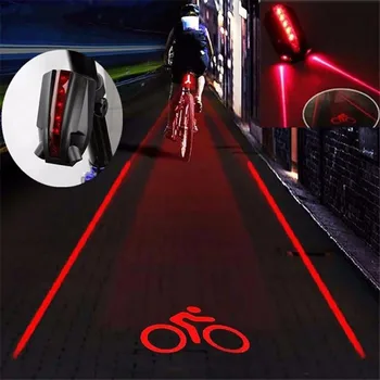 Biciclete Lumina din Spate Lumina de Siguranță Biciclete Noapte Lumina Laser 2 + 5 LED-uri din Spate Fascicul de Avertizare de Siguranță Roșii de Lumină din Spate rezistent la apa