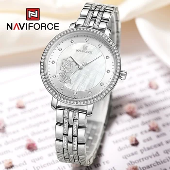 Brand de lux NAVIFORCE Femei Ceas de Moda Rochie Doamnelor Brățară Cuarț Ceas de mână Creative a Crescut cu Diamante Ceas rezistent la apa